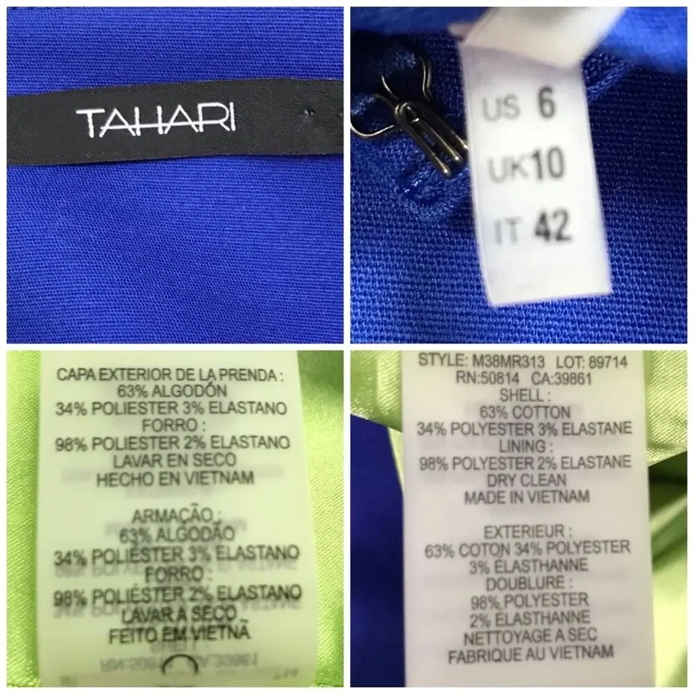 TAHARI Royal Blue Selena Pencil Skirt Elastic V Back Panel Women’s Size 6